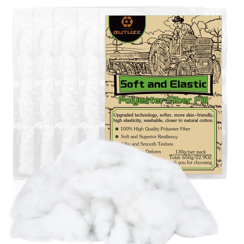 Butuze 650g/22.93oz White Fiberfill for Crafts  Polyester Fiber Fill  Premium Stuffing Fiber Fill  Resilience Fill Fibe for DIY Doll Stuffing Cushion Pillows and Home Decoration Projects - Image 1